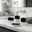 Kit Banheiro Lavabo 4 Peças Preto e Branco Elegance