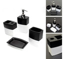 Kit Banheiro Lavabo 4 Peças Preto e Branco Elegance