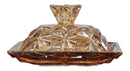 Manteigueira de Vidro Âmbar Lapidado 200g com Tampa – 15x11x9 cm