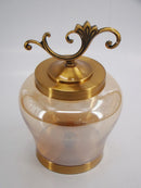 Vaso Decorativo em Vidro Dourado com Tampa e Base em Metal – 35 x 25 cm | Estilo Imperial