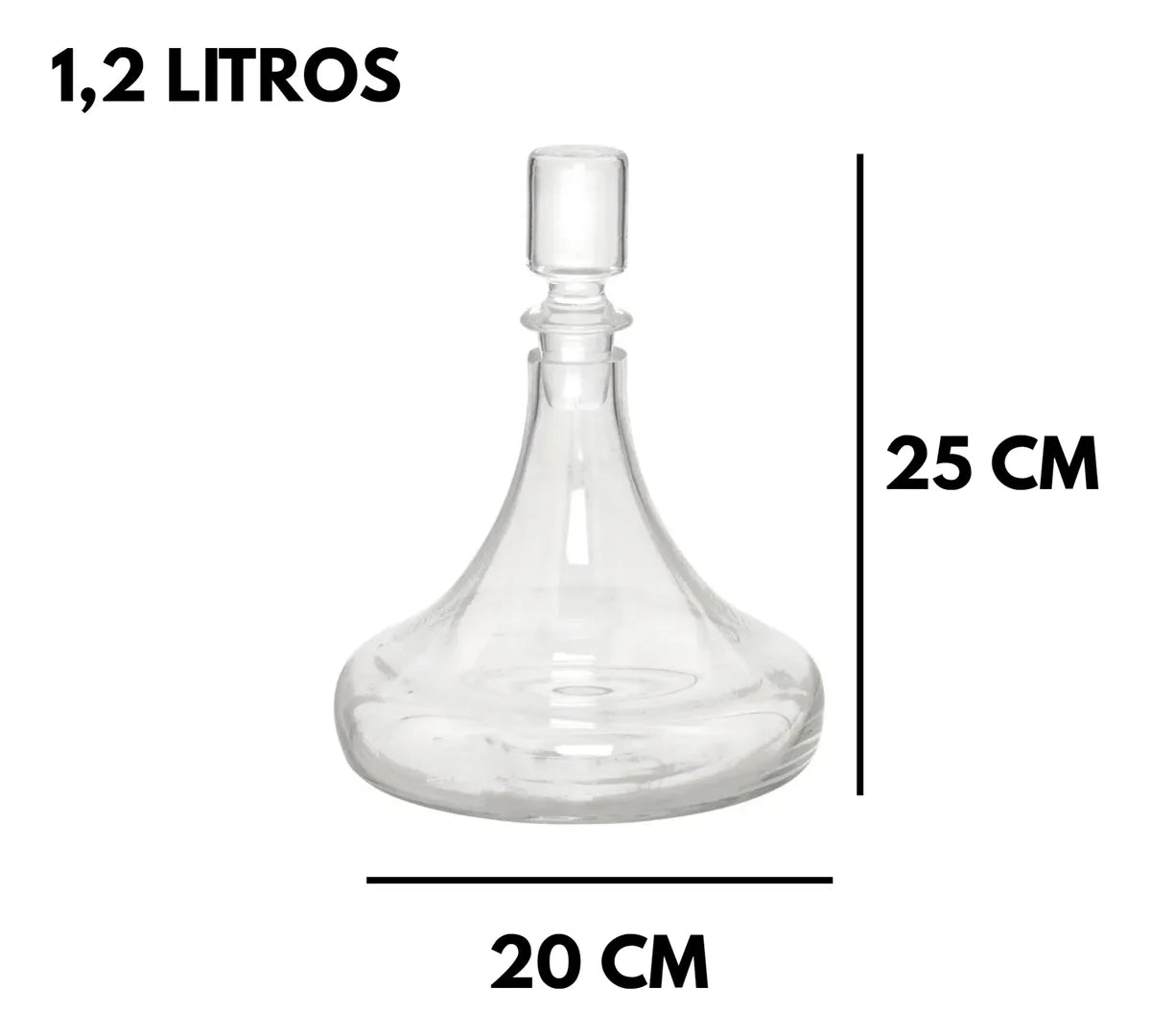 Garrafa Decanter de Vidro Luxo com Tampa 1200ml – Incolor