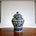 Vaso Decorativo De Porcelana Azul E Branco Luxo 20x14