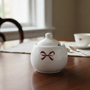 Açucareiro Porcelana Branco com Laço Vermelho Love 12x12 cm
