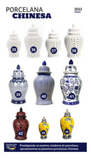 Vaso Decorativo Porcelana Classic Blue White Importado 49x25 Azul E Branco Clássico