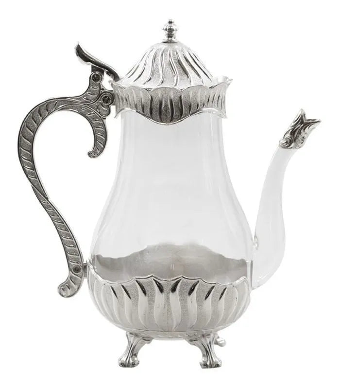 Chaleira de Vidro e Metal Super Luxo – 25 x 16 cm (Cinza)