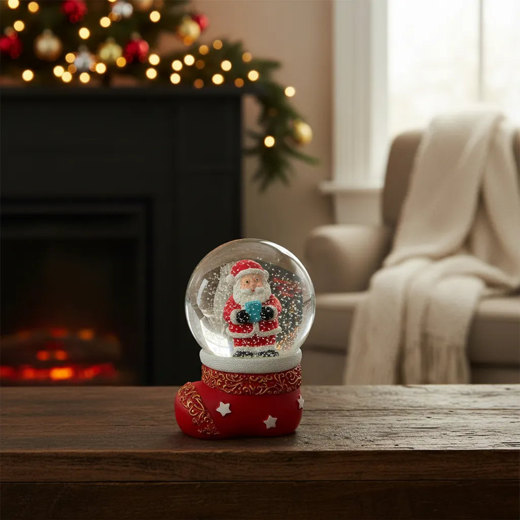 🎁 Mini Globo Decorativo com Neve – Enfeite Natalino Vermelho 7cm