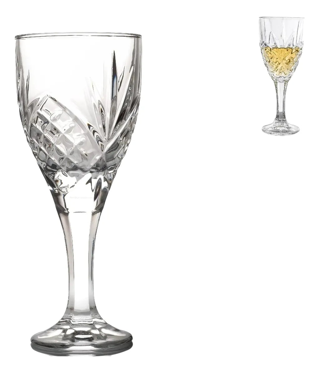 Jogo de Taças de Vidro 200ml – Kit com 6 Peças | Incolor | Vinho, Champanhe, Água e Suco