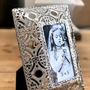 Porta-retrato vintage de metal prateado para foto 7 x 12 cm – vista 2