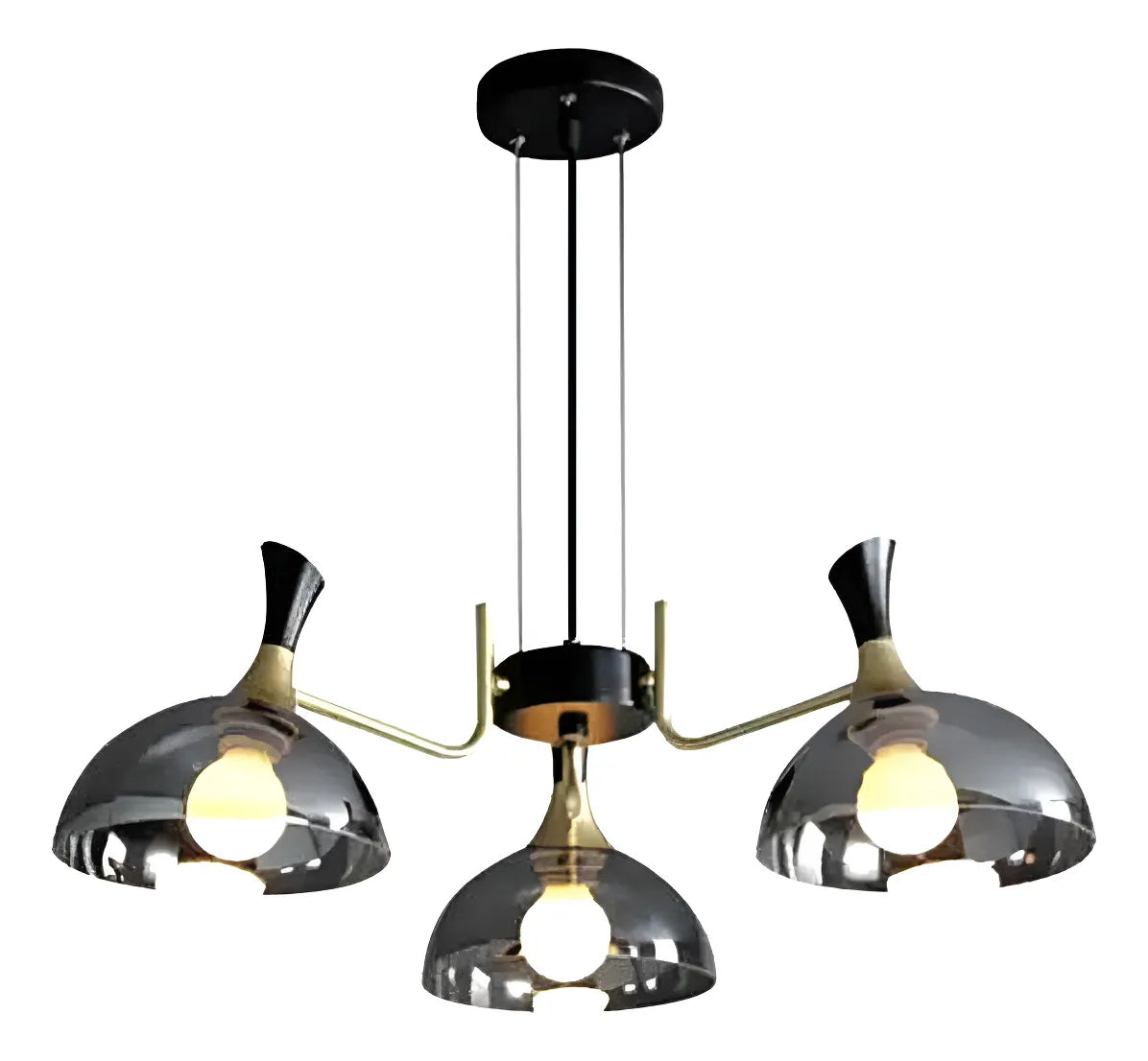 Lustre Pendente Nórdico Moderno em Vidro Preto (Fumê) com 3 LEDs