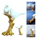 Escultura Decorativa Pássaros Branco com Base Dourada – 18 x 14 cm