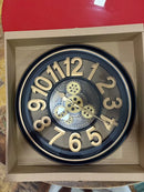 Relógio De Parede Moderno Engrenagens Dourado Metal 50x50