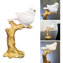 Escultura Decorativa Pássaro Branco com Base Dourada – 16 x 9 cm