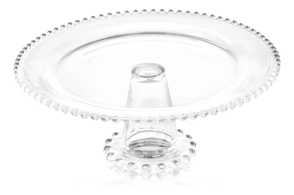 Boleira de Vidro Coração para Bolo, Pão e Pudim 20x11 – Branco