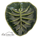Travessa Centro de Mesa Folha em Cerâmica Verde 22x20cm – Elegância Natural para sua Mesa