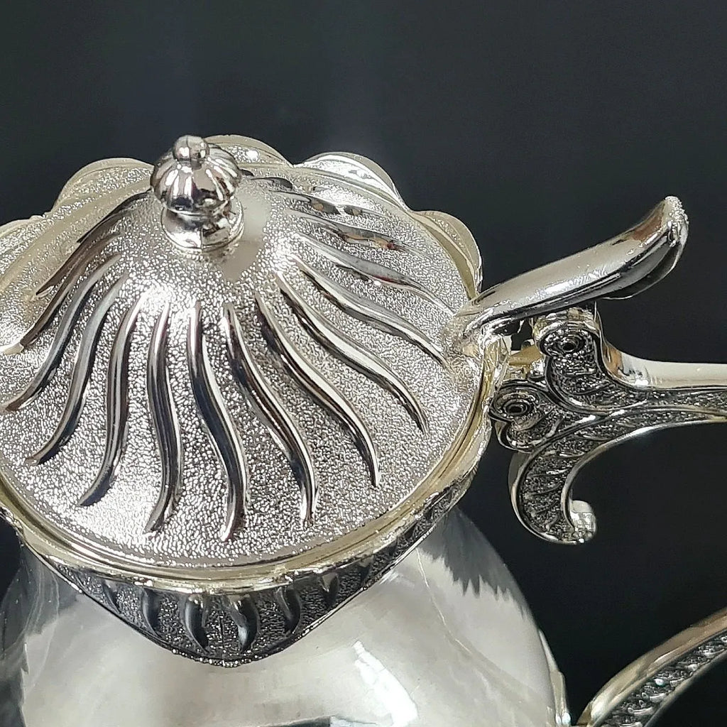 Chaleira de Vidro e Metal Super Luxo – 25 x 16 cm (Cinza)