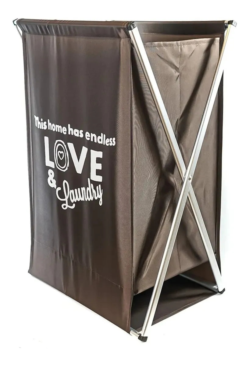 Cesto de Roupas Dobrável Love Marrom 63 x 38 cm