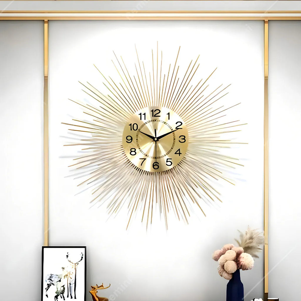 Relógio de Parede Imperial Dourado 70cm em Metal – Design Europeu Luxo