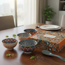 Jogo De 4 Tigelas Bowl Sortidas Porcelana + Caixa Presente Laranja