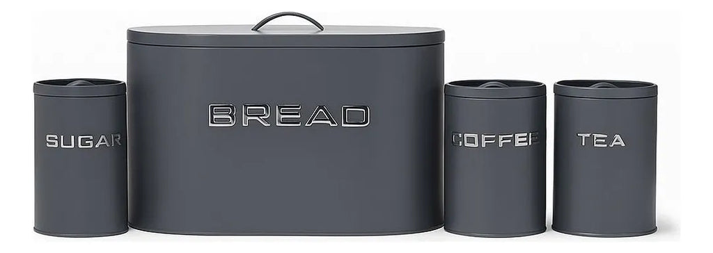Kit 4 Latas Organizadoras em Metal 5L Cinza Escuro – Armazenamento Premium