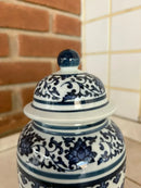 Vaso Decorativo De Porcelana Azul E Branco Luxo 20x14