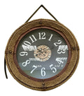 Relógio de Parede Vintage Premium com Alça em Couro 65cm – Metal Preto & Marrom Escuro