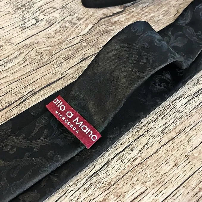 Gravata Preta Fatto A Mano 1200 Fios Microseda