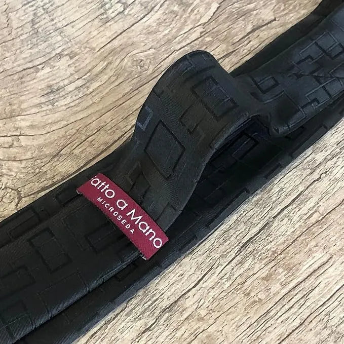 Gravata Preta Fatto A Mano 1200 Fios Microseda