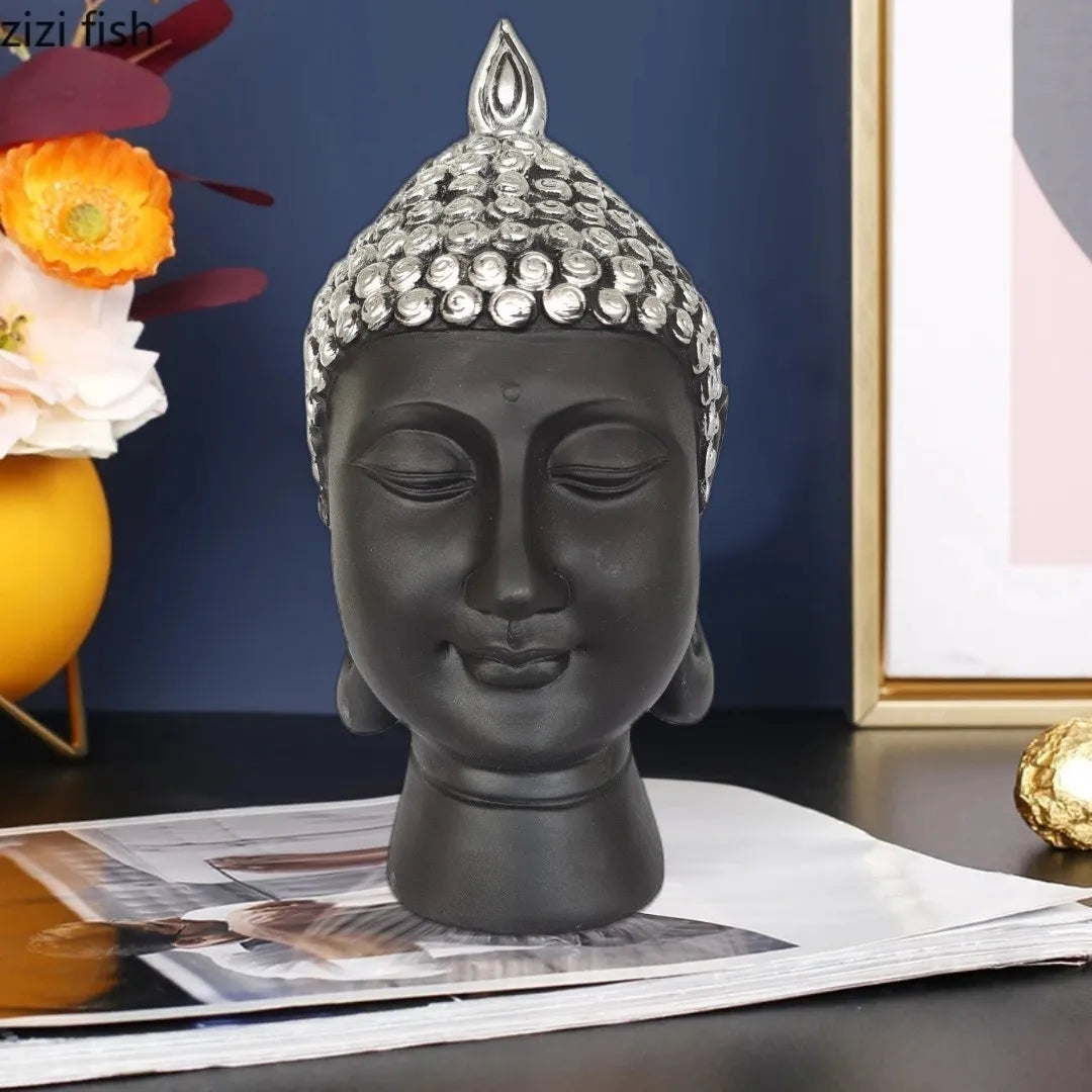 Buda Decorativo em Resina Preto com Prata – 24 x 12 cm