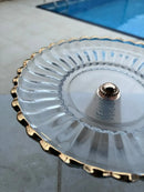 Boleira Centro de Mesa Vidro Borda Dourada 22cm Elegante