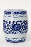 Puff Cerâmico Seat Garden Oriental Azul e Branco – Banqueta Decorativa