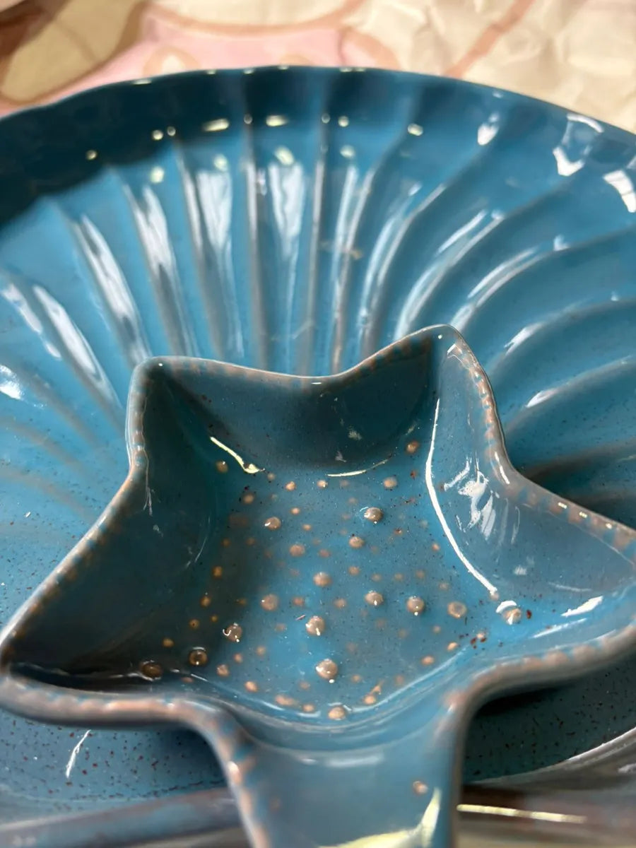 Bandeja Petisqueira Fundo do Mar em Cerâmica 30cm – Elegância e Estilo para Servir