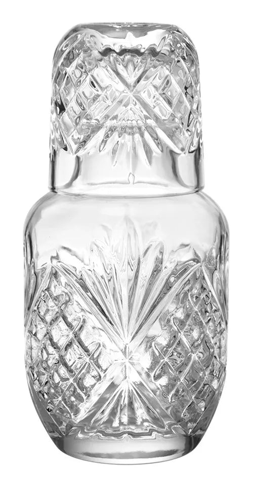 Moringa de Vidro com Copo 500ml Floral Branco Elegante e Resistente