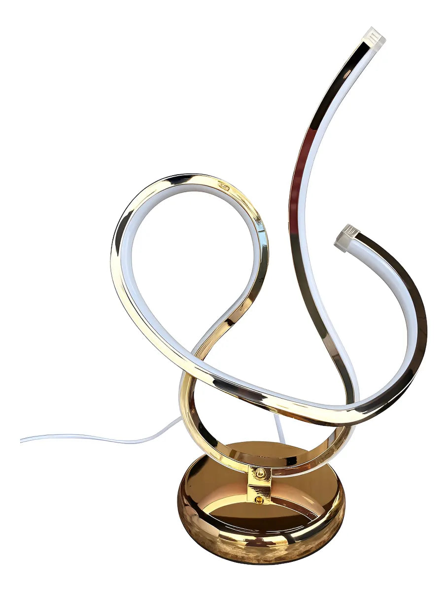 Abajur Moderno Design Curvo Metal Dourado Led Luxo 45x20 Dourado-escuro 127/220v