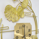 Relógio de Parede Folhas 3D em Metal – Design Europeu Vertical 80cm Dourado (Silencioso)