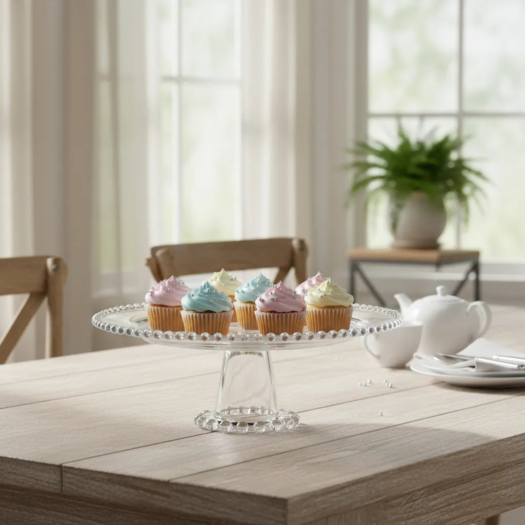 Boleira de Vidro Coração para Bolo, Pão e Pudim 20x11 – Branco