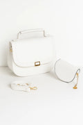 Bolsa Transversal Cordão Dourado Couro C/alça + Carteira