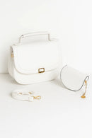 Bolsa Transversal Cordão Dourado Couro C/alça + Carteira