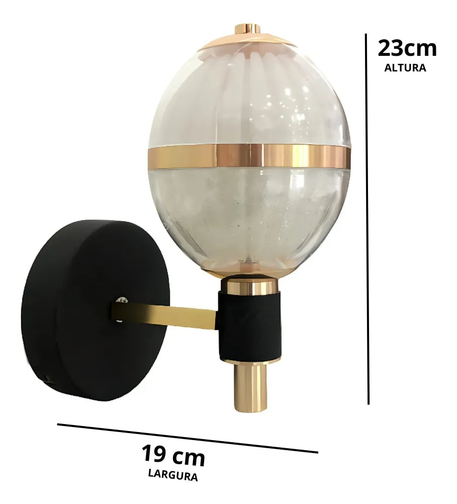 Arandela Moderna Globo Branco com Estrutura Rosê Gold 23x19cm – Bivolt