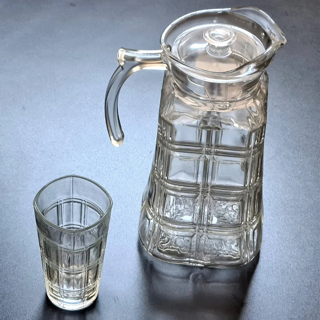Jarra de Vidro com 6 Copos e Tampa – Suco e Água 1800ml