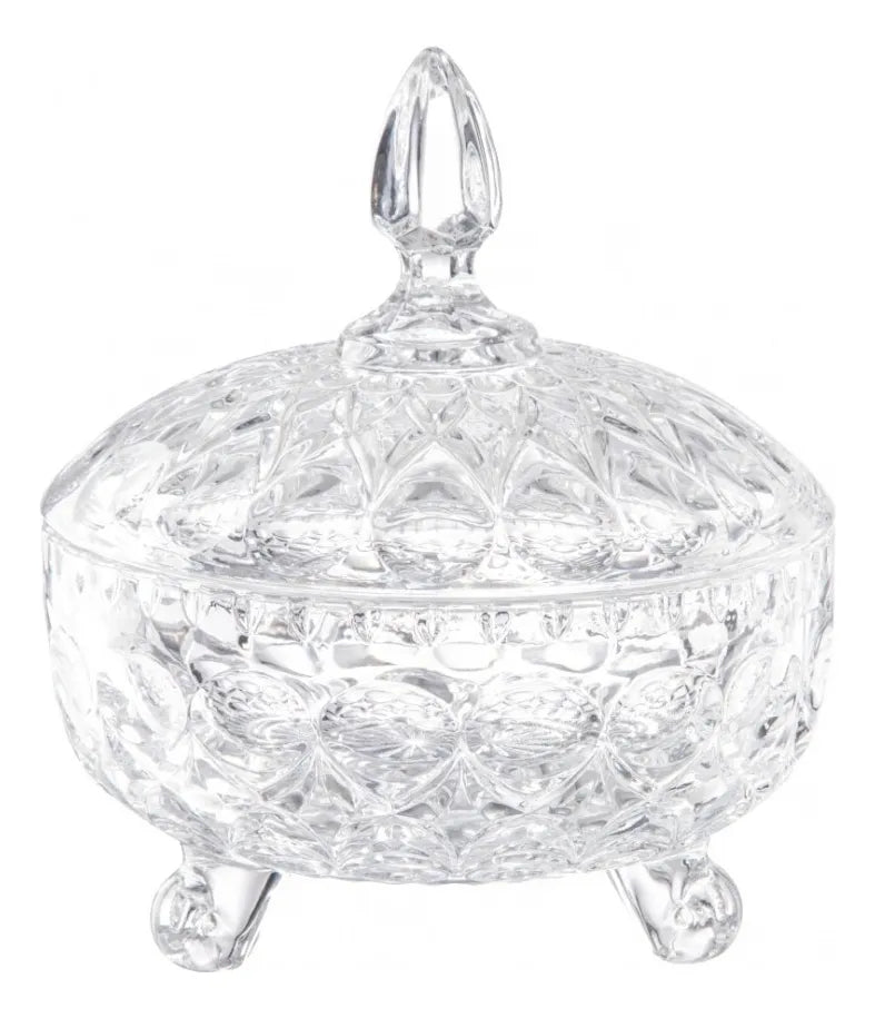 Potiche de Vidro Bomboniere Baleiro Detalhado 16x8cm – Elegância e Sofisticação para sua Decoração