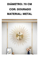 Relógio de Parede Imperial Dourado 70cm em Metal – Design Europeu Luxo