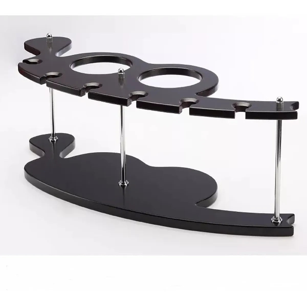 Adega de Vinho Rack em Madeira com Suporte para 2 Garrafas + 6 Taças | Home Bar Decorativo