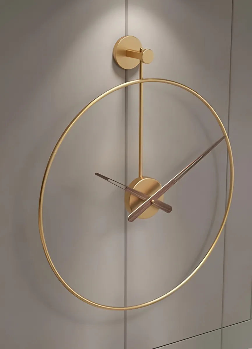 Relógio de Parede 3D Dourado em Metal – Design Europeu 60cm (Vazado | Silencioso)