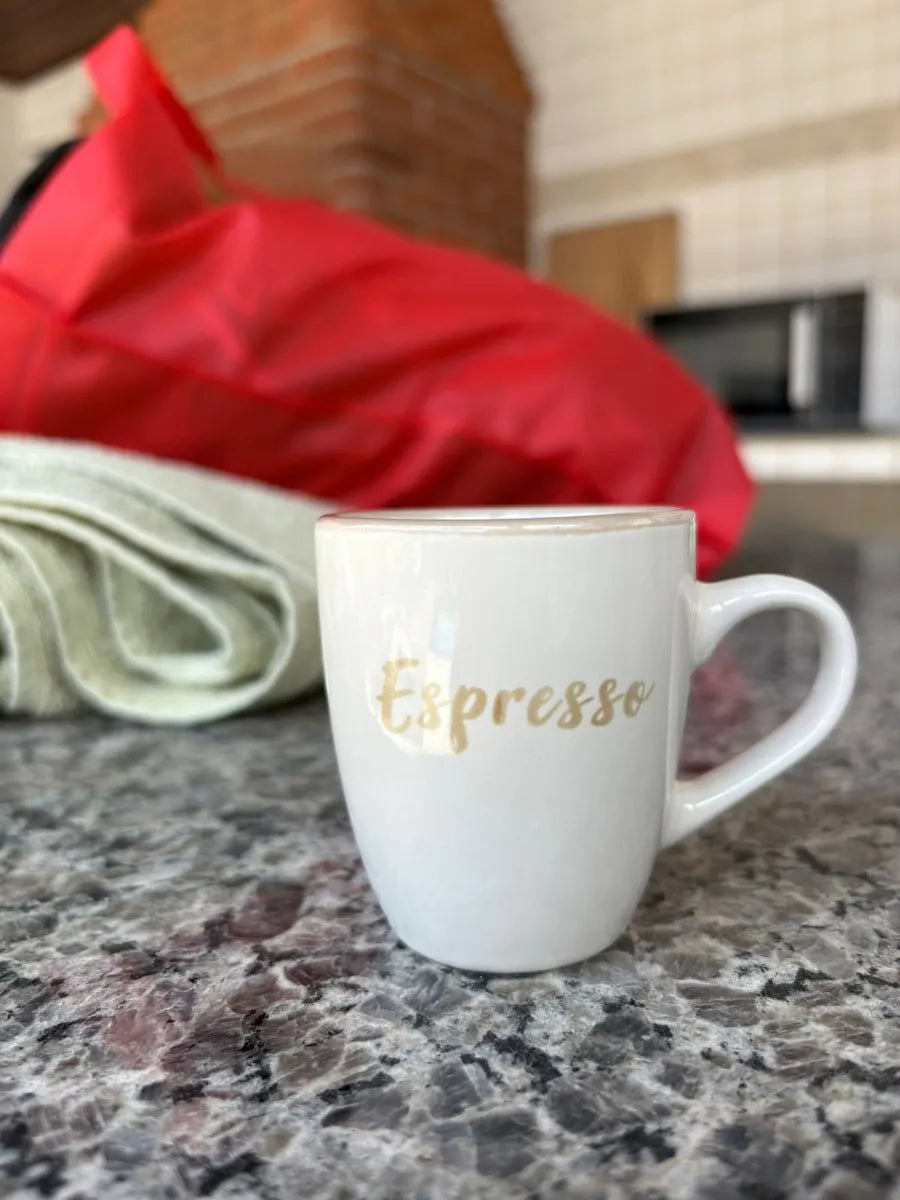 Conjunto 6 Xícaras para Café Expresso 100ml em Cerâmica Creme