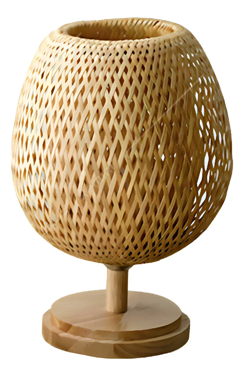 Abajur de Mesa em Bambu e Rattan 37x20cm – Design Natural Luxo
