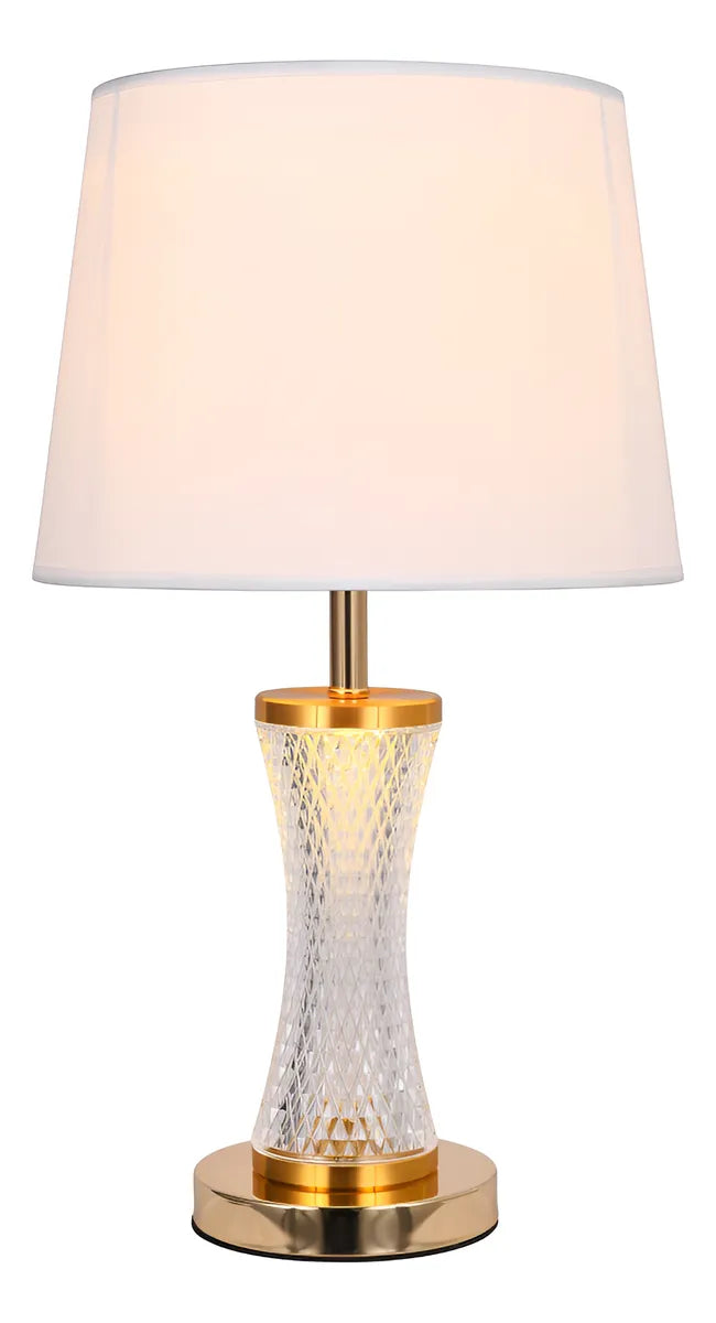 Abajur Luminária Quarto Sala Vidro Metal Requinte 50x30 Dourado Branco 127/220v