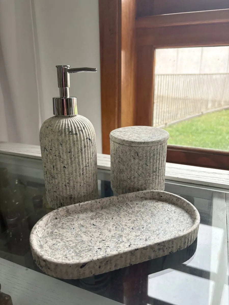 Kit Lavabo Banheiro Completo Difusor Ceramica 3 Pçs Luxo Branco