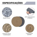 Porta-Copos de Mesa Kit com 6 Peças 11,5cm – Algodão Natural Dupla Face (Cinza Claro)
