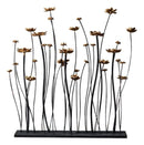 Porta-Vela Castiçal Escultura Romântica em Metal Preto/Dourado