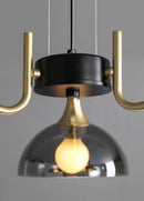 Lustre Pendente Nórdico Moderno em Vidro Preto (Fumê) com 3 LEDs